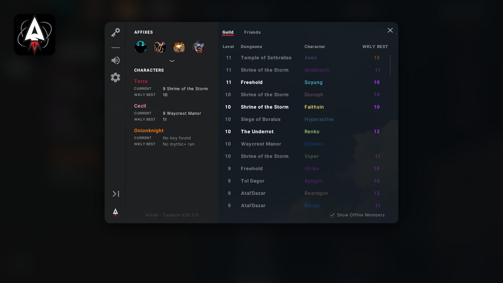 Astral Keys: Lonca ve Arkadaşların İçin Mythic+ Anahtar Takibi