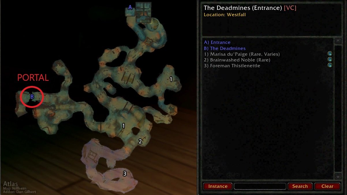 Madenin içinde dungeon portalının yeri