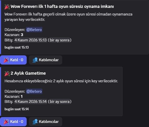 Discord'daki çekiliş odası: katılmak için "Katıl" butonuna tıkla