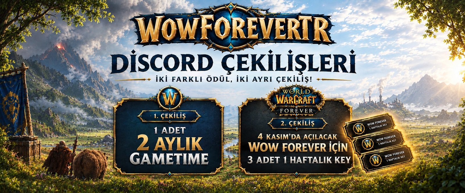 WowForeverTR Discord Çekilişleri Başladı: 2 Aylık Gametime ve 3 WoW Forever Key'i